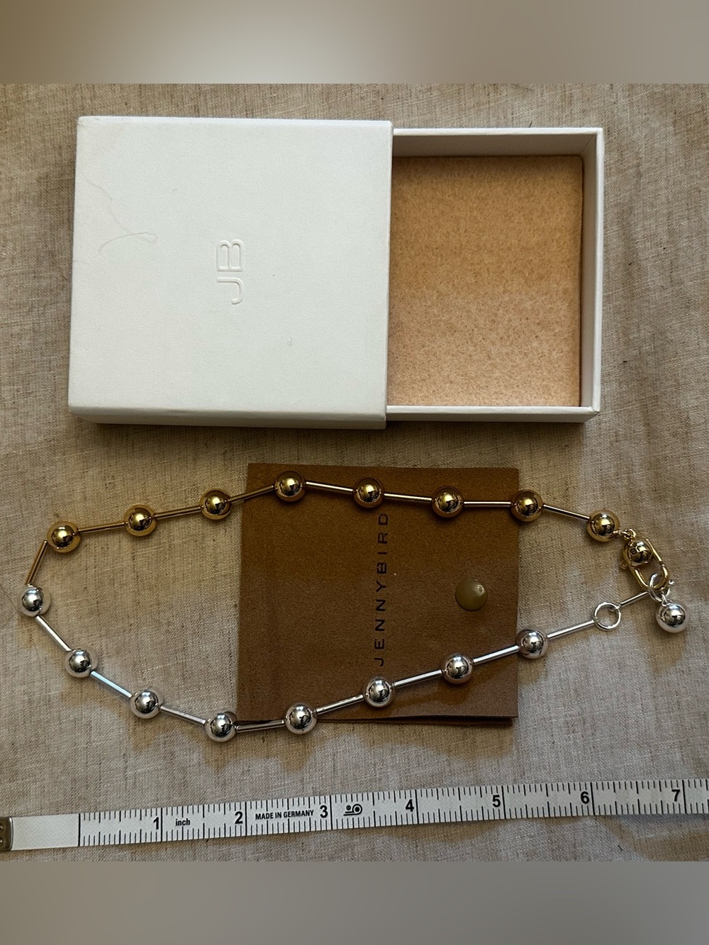 Jenny Bird Two-Tone Bead Link Necklace in Silver & Gold Tones - Picture 5 of 9